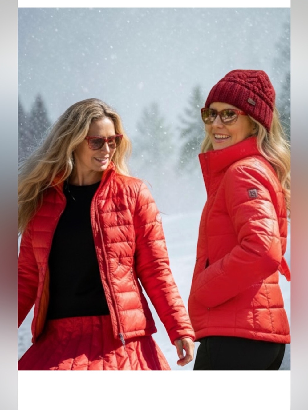 Coral Red Women's Ski Jacket - Lightweight Zip-Up US L or size 4